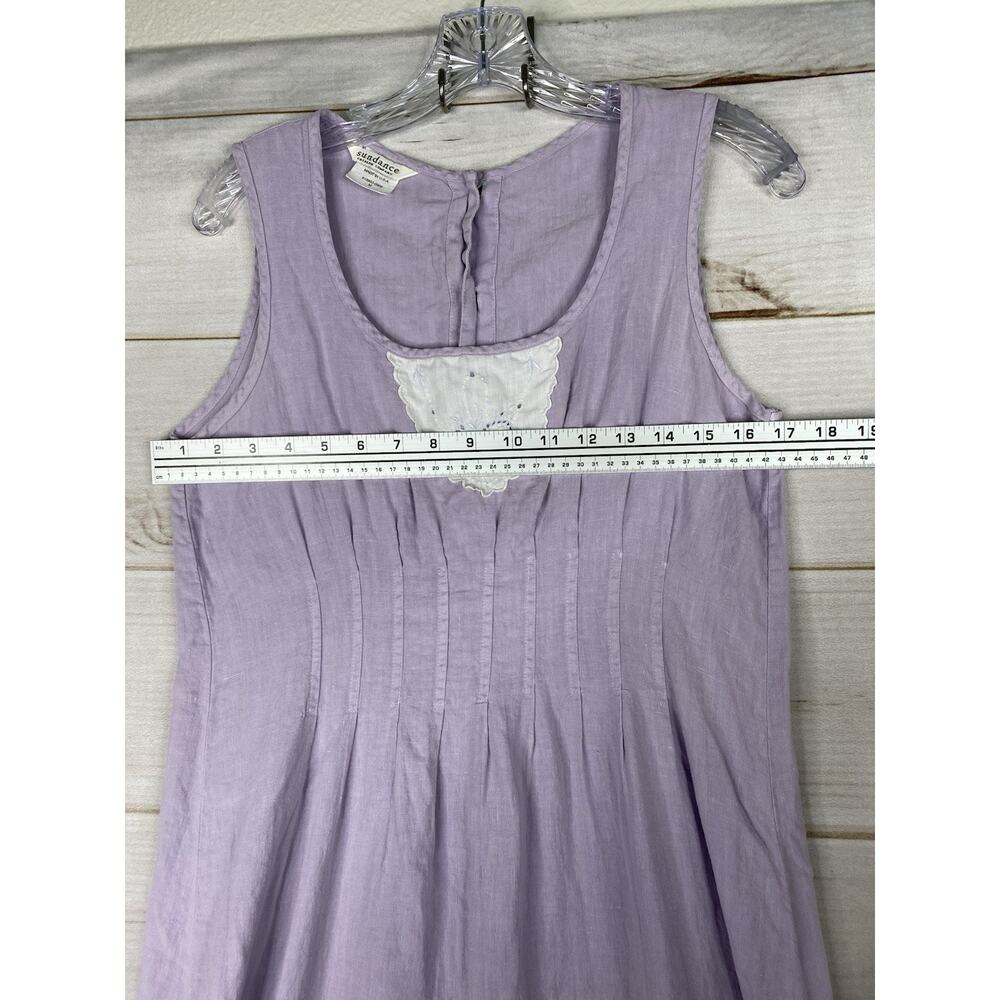 SUNDANCE Dress Womens M Purple Sleeveless Button Back Pintuck Cottagecore Boho - Picture 4 of 11